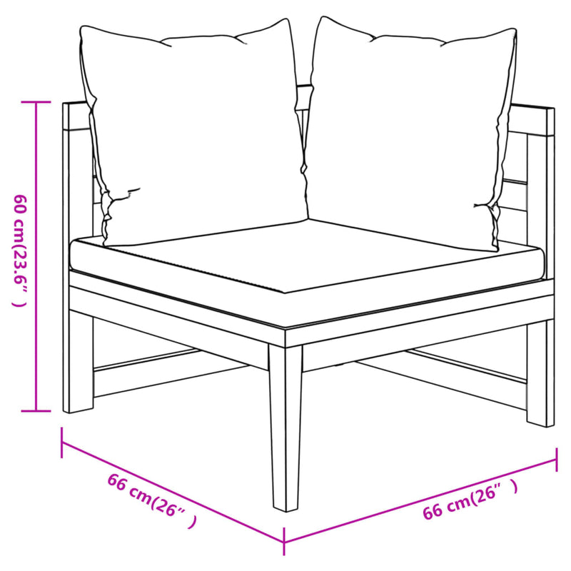 vidaXL 5 Piece Garden Lounge Set with Cream White Cushions Acacia Wood