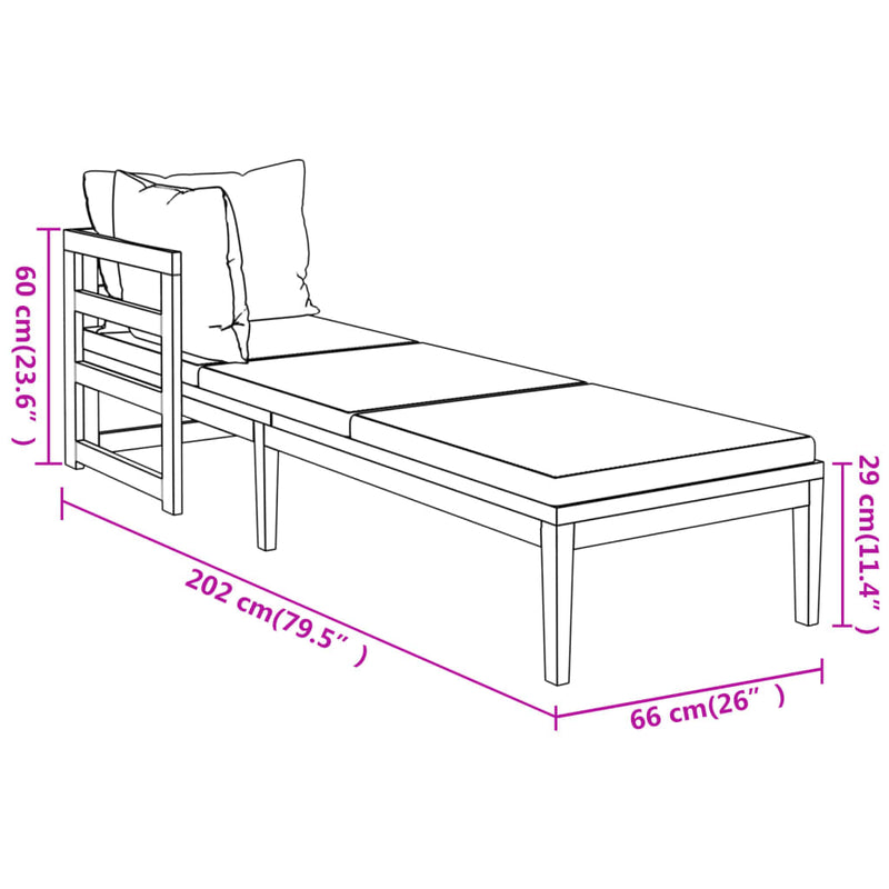 vidaXL 3 Piece Garden Lounge Set with Dark Grey Cushions Acacia Wood