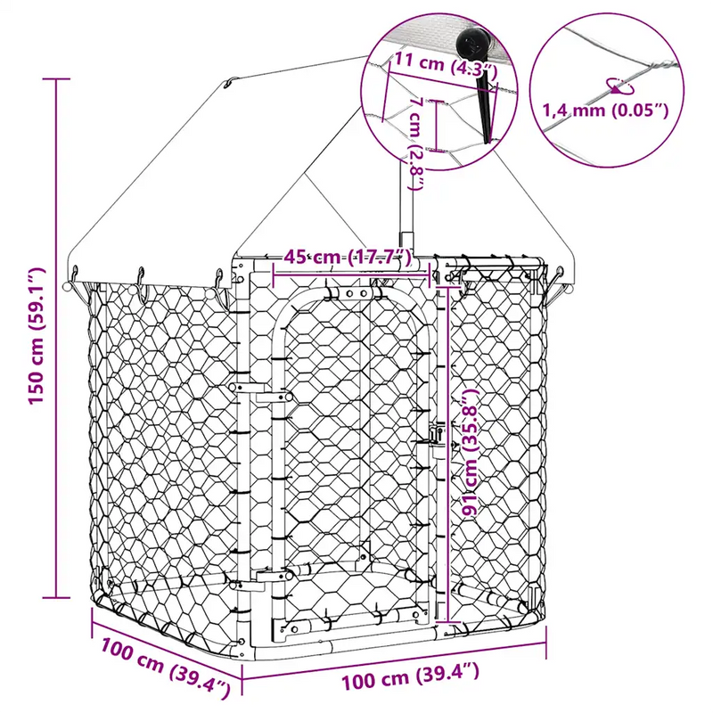 Outdoor Dog Kennel with Roof 100x100x150 cm
