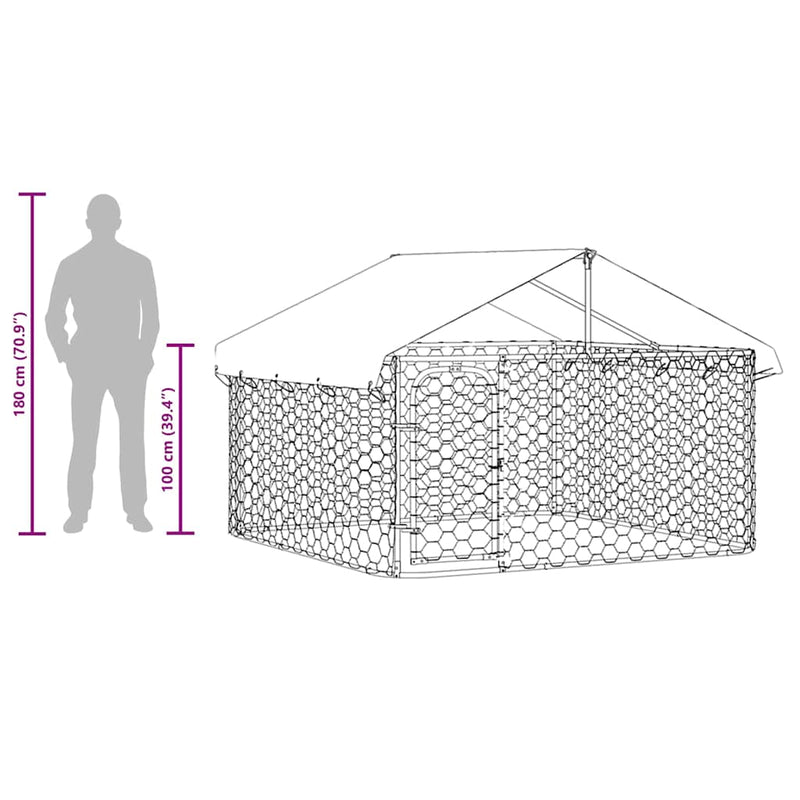 vidaXL Outdoor Dog Kennel with Roof 200x200x150 cm
