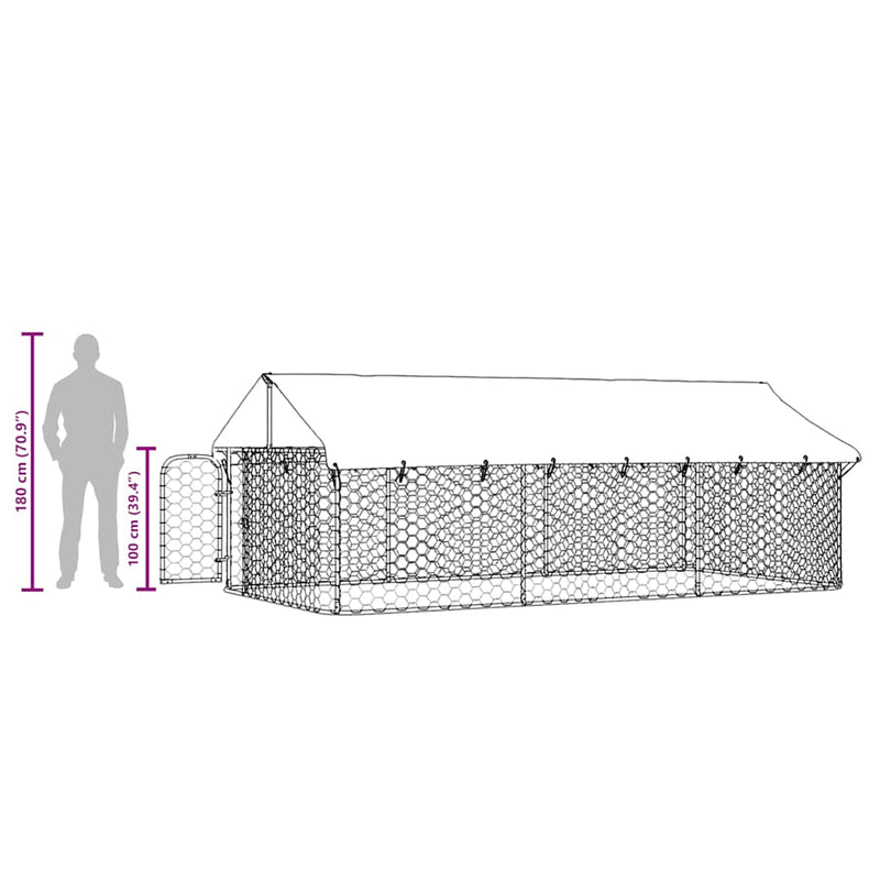 vidaXL Outdoor Dog Kennel with Roof 400x200x150 cm