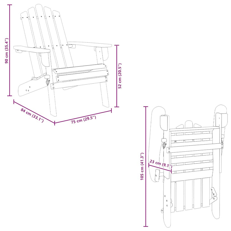 vidaXL Garden Adirondack Chair Solid Acacia Wood