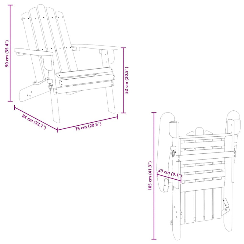 vidaXL Garden Adirondack Chair with Footrest Solid Acacia Wood