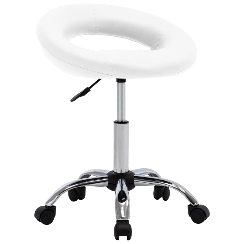 vidaXL Swivel Dining Chair White Faux Leather