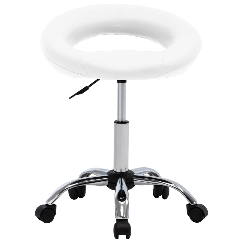 vidaXL Swivel Dining Chair White Faux Leather