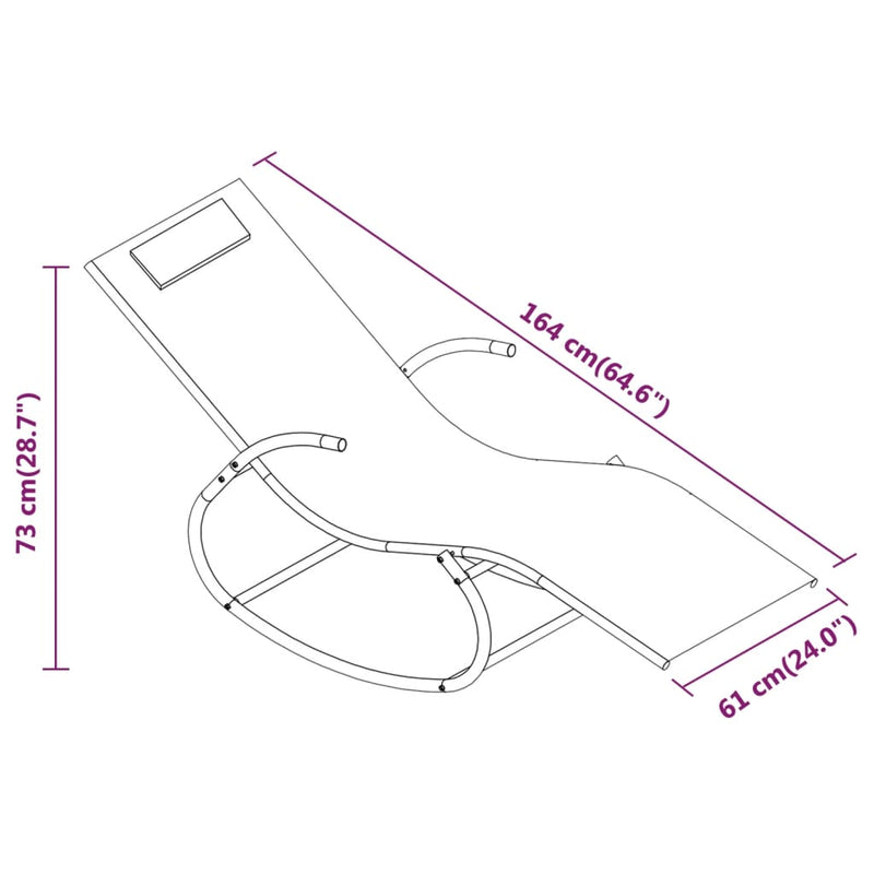 vidaXL Rocking Sun Loungers 2 pcs Black Steel and Textilene