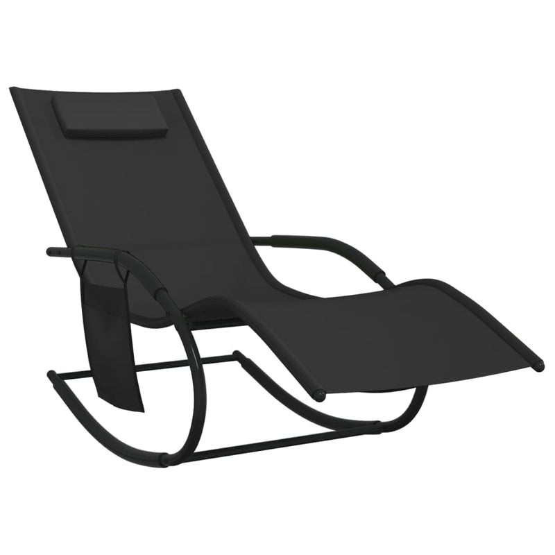 vidaXL Rocking Sun Loungers 2 pcs Black Steel and Textilene