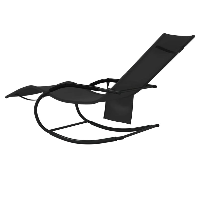 vidaXL Rocking Sun Loungers 2 pcs Black Steel and Textilene