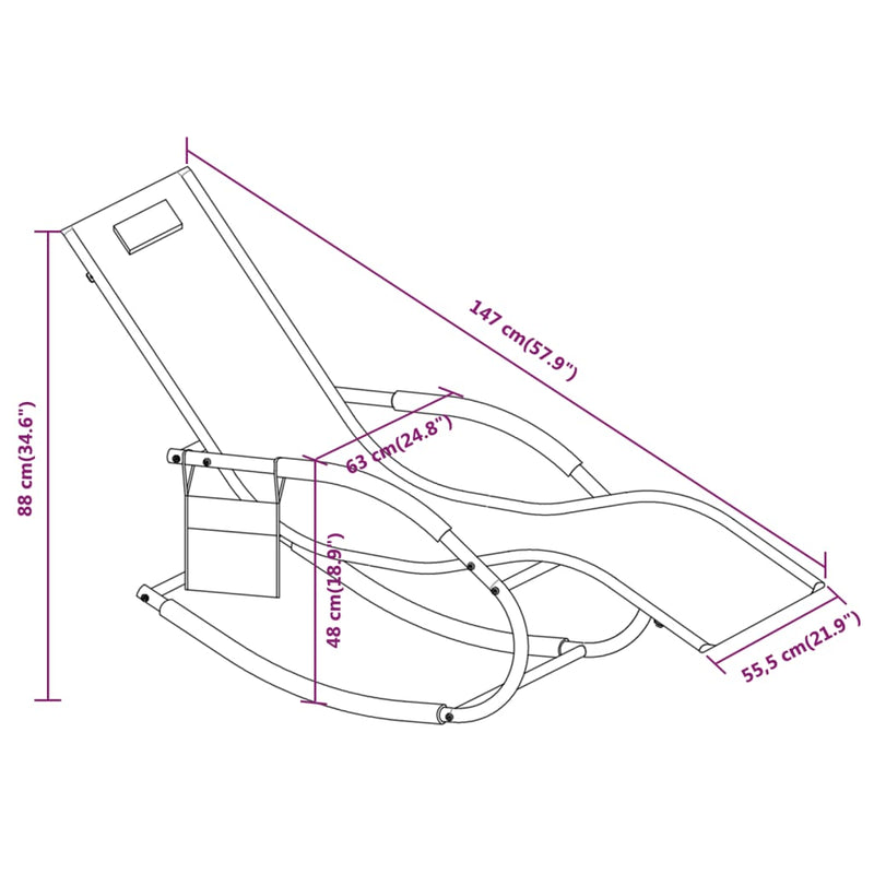vidaXL Rocking Sun Loungers 2 pcs Black Steel and Textilene