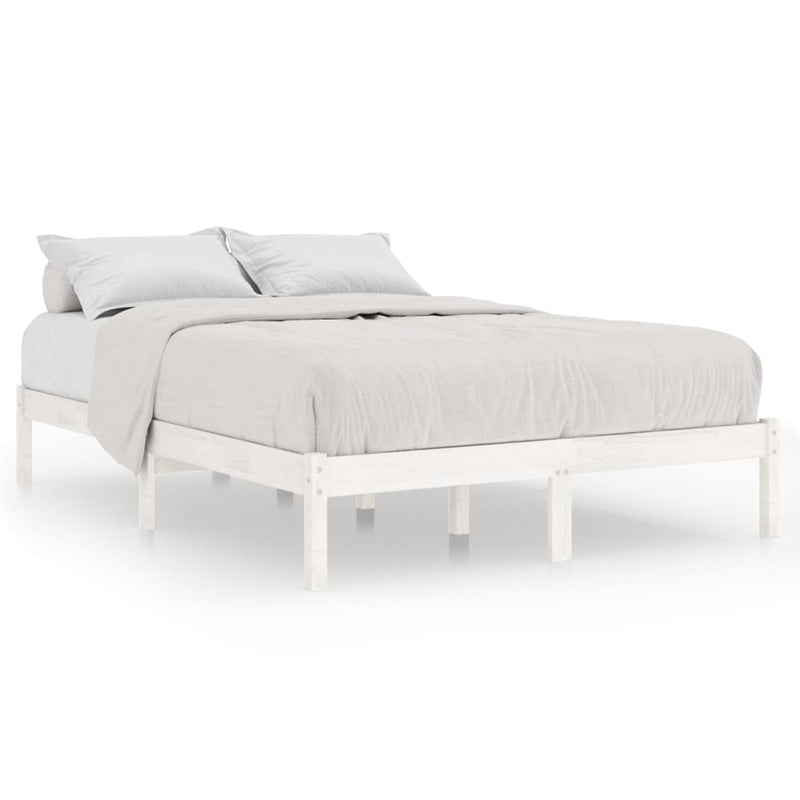 vidaXL Bed Frame without Mattress White Solid Wood 183x203 cm King