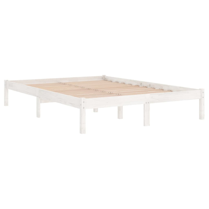 vidaXL Bed Frame without Mattress White Solid Wood 183x203 cm King