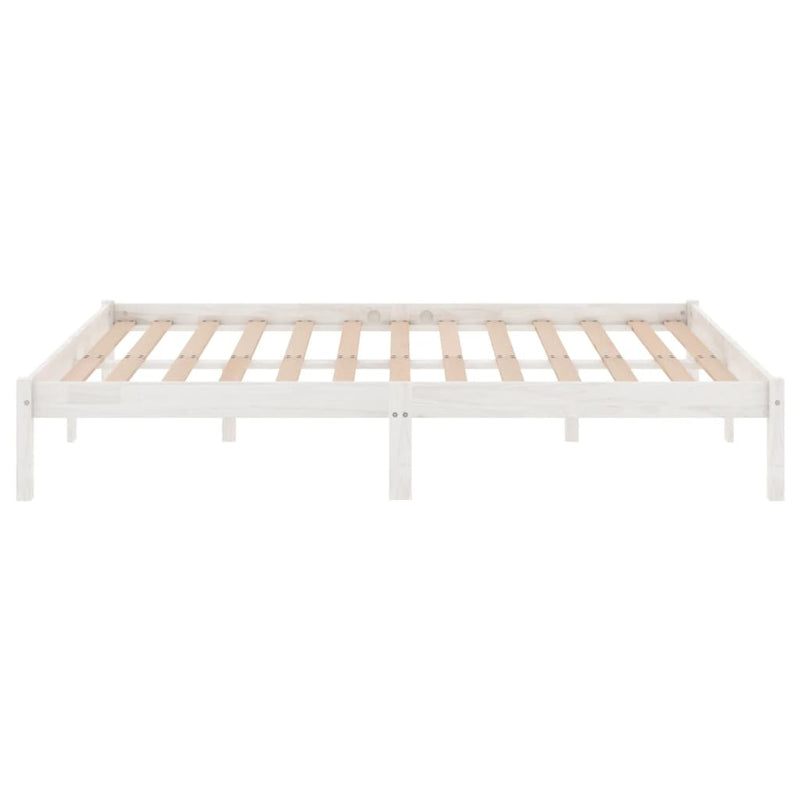 Bed Frame White Solid Wood 183x203 cm King Size