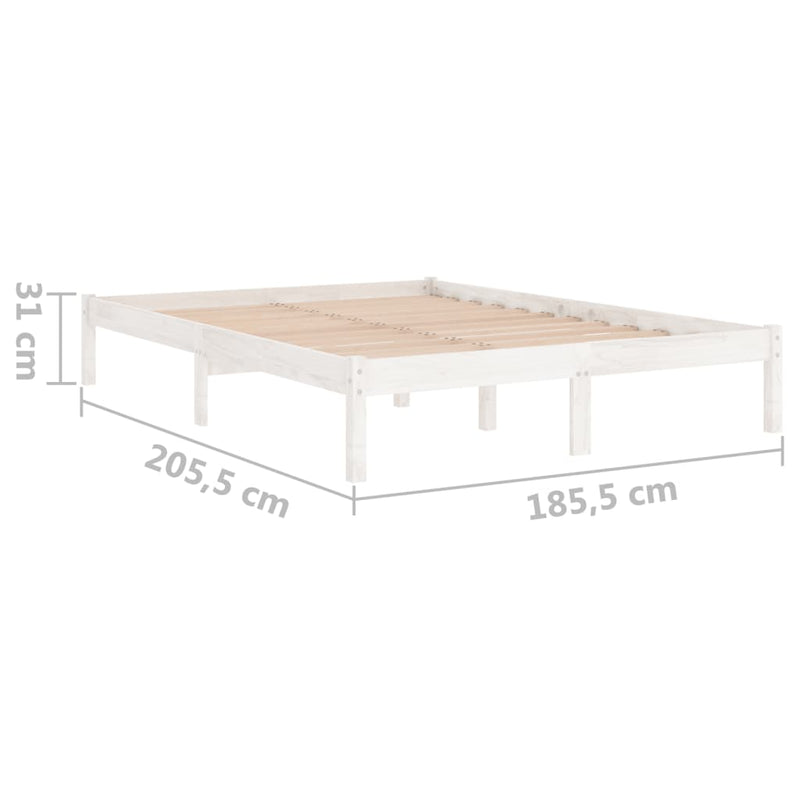 vidaXL Bed Frame without Mattress White Solid Wood 183x203 cm King