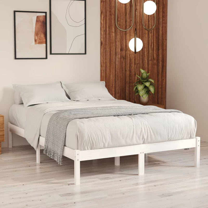 Bed Frame White Solid Wood 183x203 cm King Size