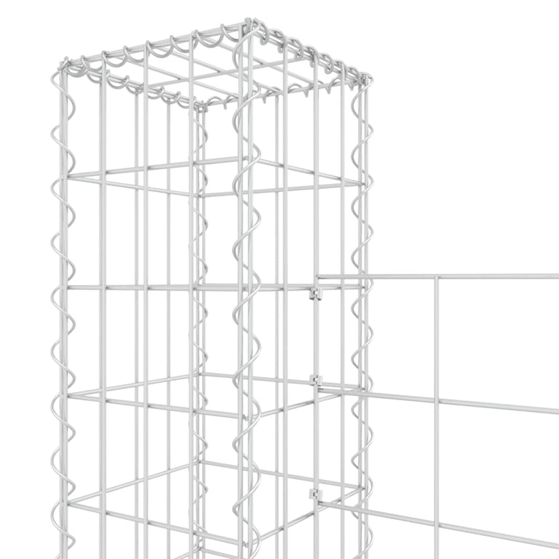 vidaXL U-shape Gabion Basket with 6 Posts Iron 620x20x150 cm