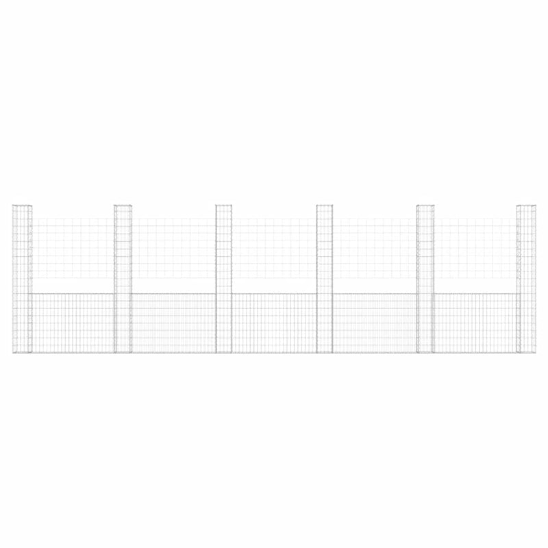 vidaXL U-shape Gabion Basket with 6 Posts Iron 620x20x200 cm