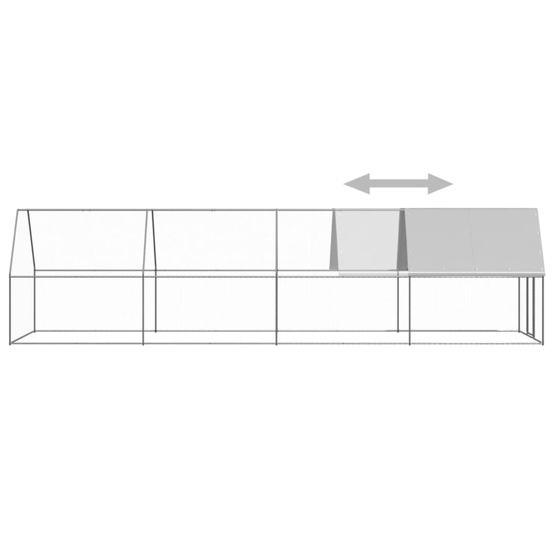 vidaXL Outdoor Chicken Cage 2x8x2 m Galvanised Steel