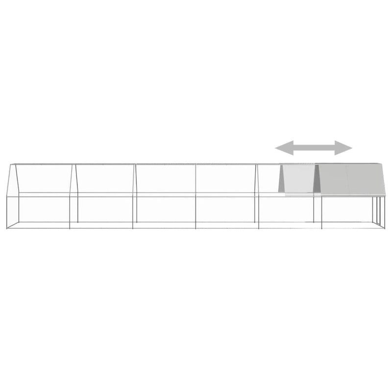 vidaXL Outdoor Chicken Cage 2x12x2 m Galvanised Steel