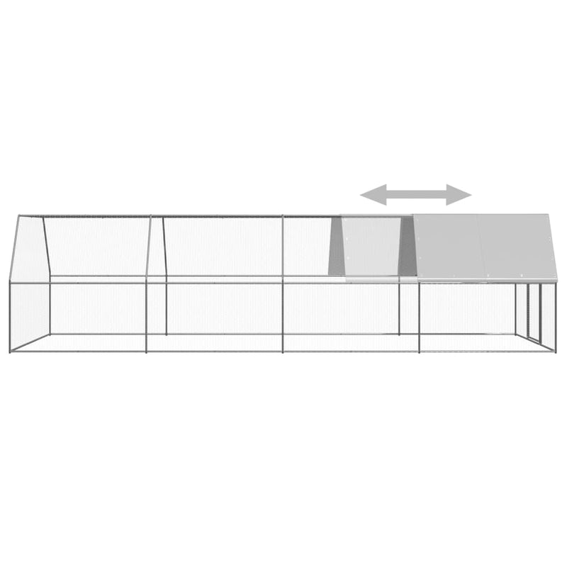 vidaXL Outdoor Chicken Cage 3x8x2 m Galvanised Steel