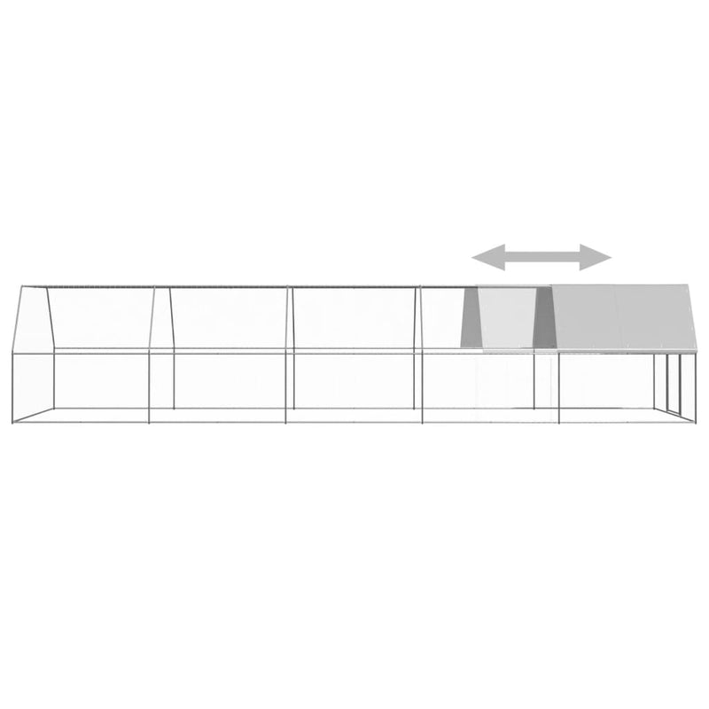 vidaXL Outdoor Chicken Cage 3x10x2 m Galvanised Steel