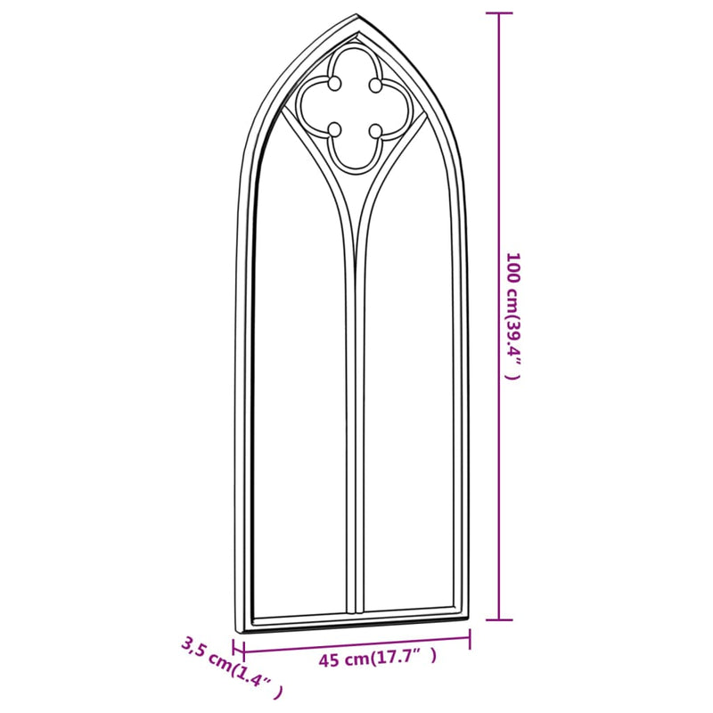 Garden Mirror Black 100x45 cm Iron for Outdoor Use