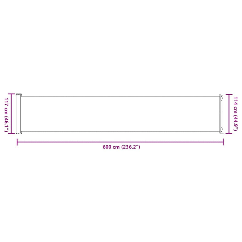 vidaXL Patio Retractable Side Awning 117x600 cm Cream