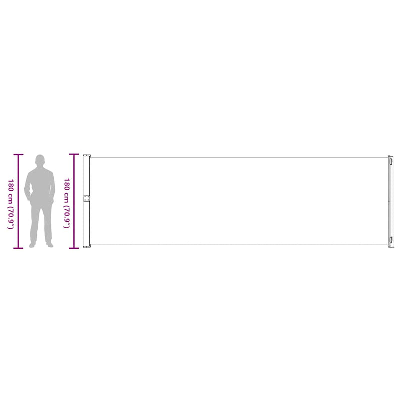 vidaXL Patio Retractable Side Awning 180x600 cm Black