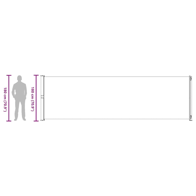 vidaXL Patio Retractable Side Awning 180x600 cm Grey
