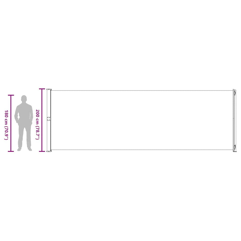 vidaXL Patio Retractable Side Awning 200x600 cm Black