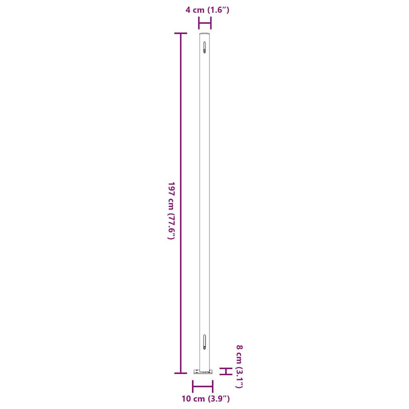 vidaXL Patio Retractable Side Awning 200x600 cm Grey