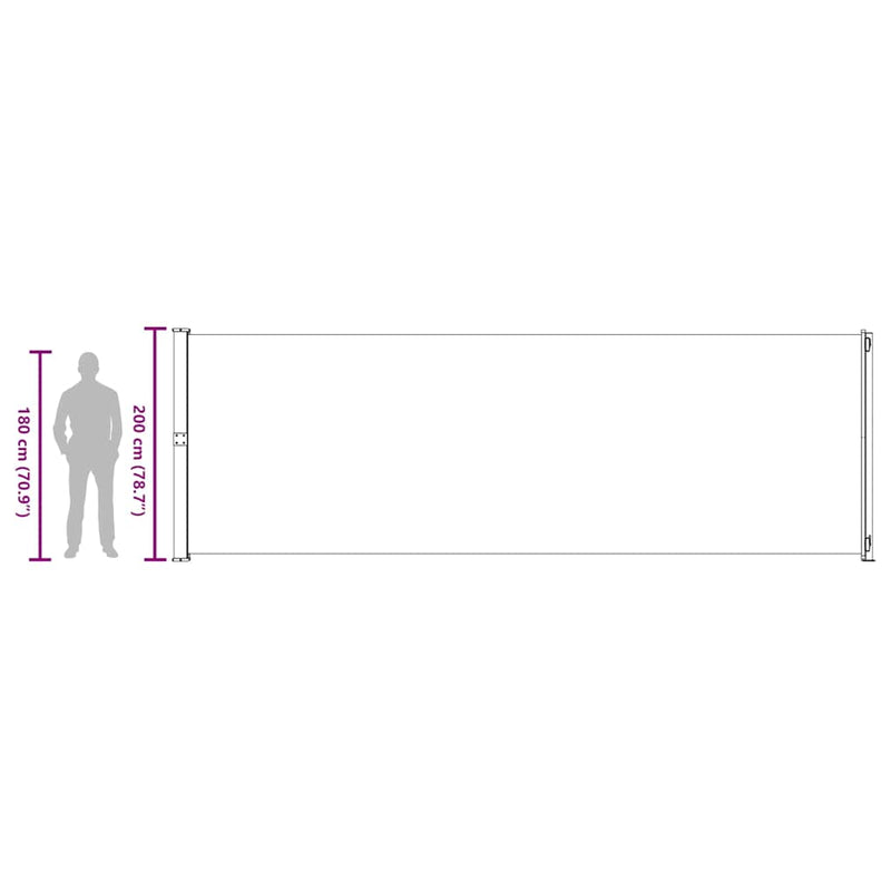 vidaXL Patio Retractable Side Awning 200x600 cm Grey