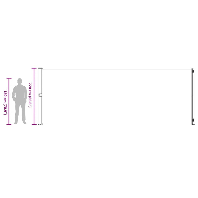 vidaXL Patio Retractable Side Awning 220x600 cm Black