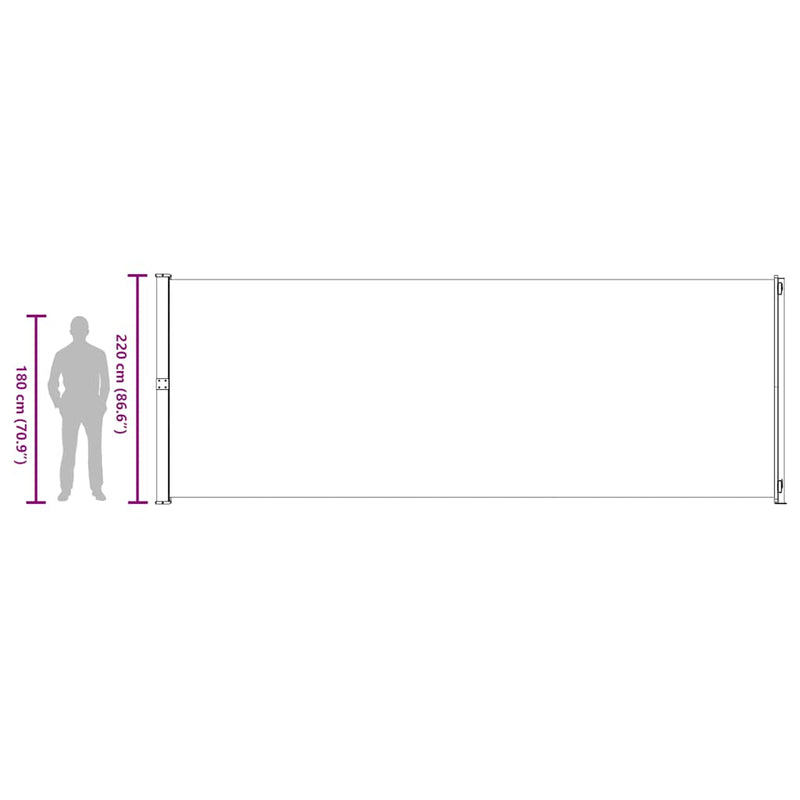 vidaXL Patio Retractable Side Awning 220x600 cm Grey