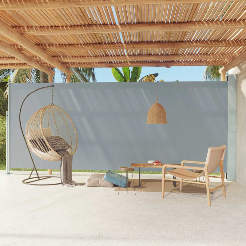 vidaXL Patio Retractable Side Awning 220x600 cm Grey