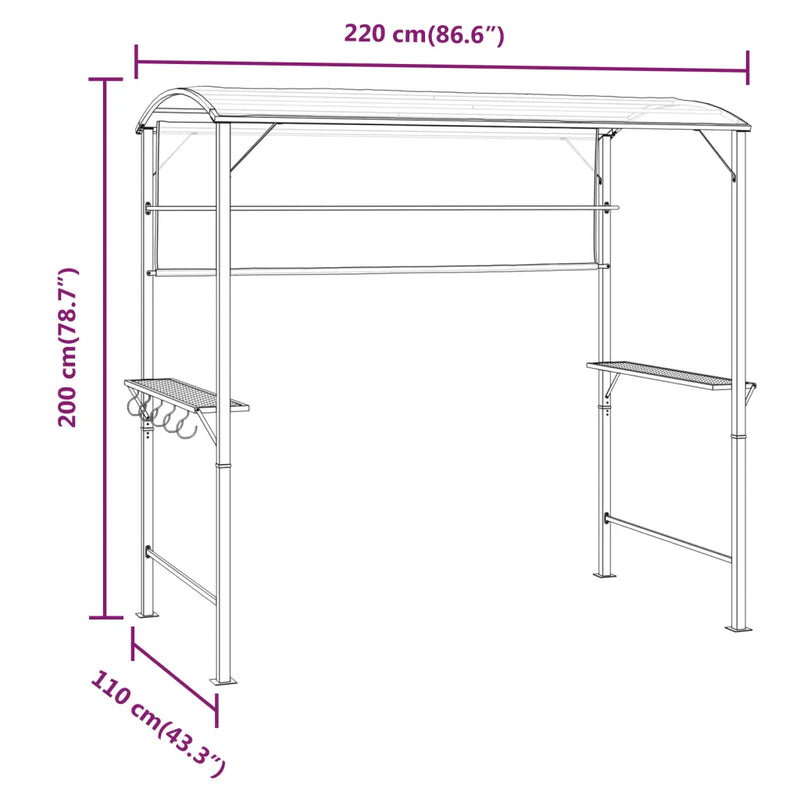 Gazebo with Roof 220x110x200 cm Anthracite