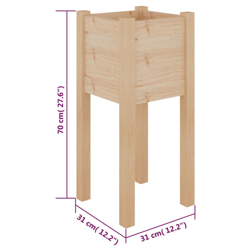 vidaXL Garden Planters 2 pcs 31x31x70 cm Solid Pinewood