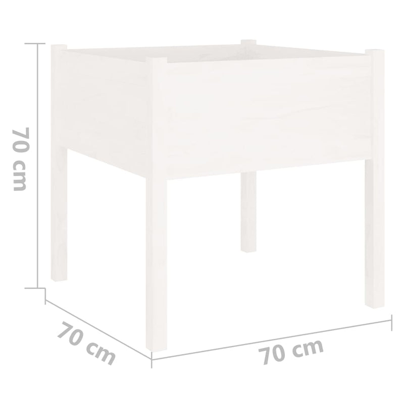 vidaXL Garden Planter White 70x70x70 cm Solid Pinewood