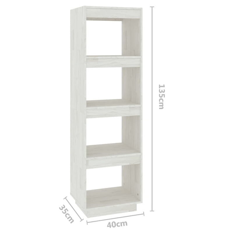 vidaXL Book Cabinet/Room Divider White 40x35x135 cm Solid Pinewood