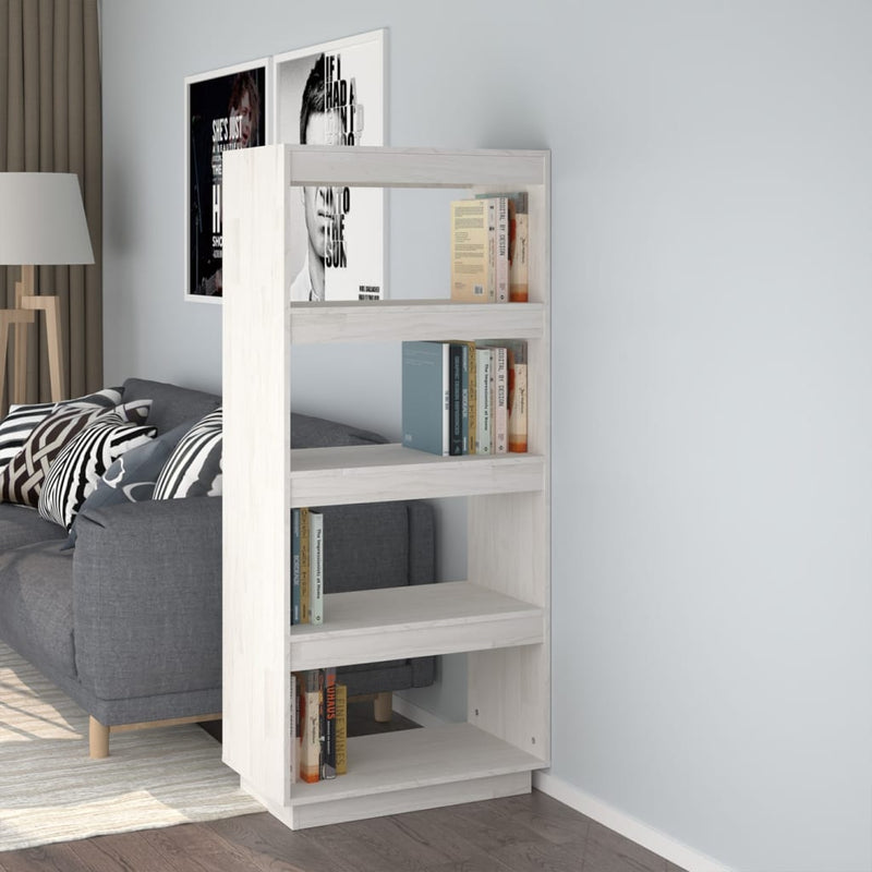 vidaXL Book Cabinet/Room Divider White 60x35x135 cm Solid Pinewood