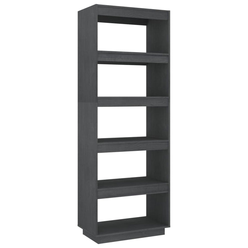 vidaXL Book Cabinet/Room Divider Grey 60x35x167 cm Solid Pinewood