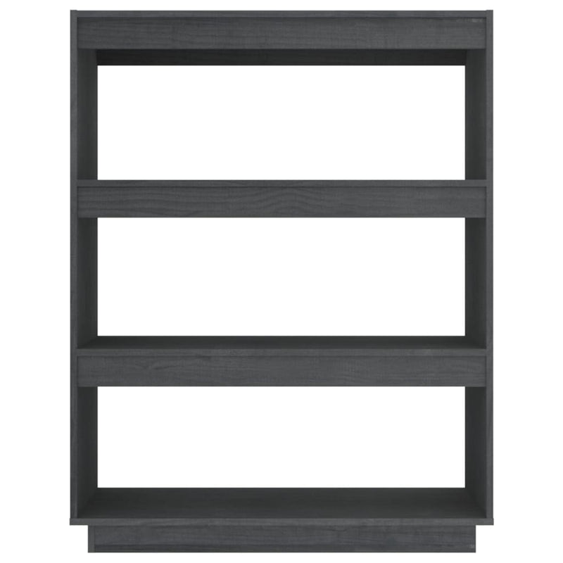 vidaXL Book Cabinet/Room Divider Grey 80x35x103 cm Solid Pinewood