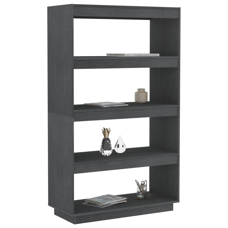 vidaXL Book Cabinet/Room Divider Grey 80x35x135 cm Solid Pinewood