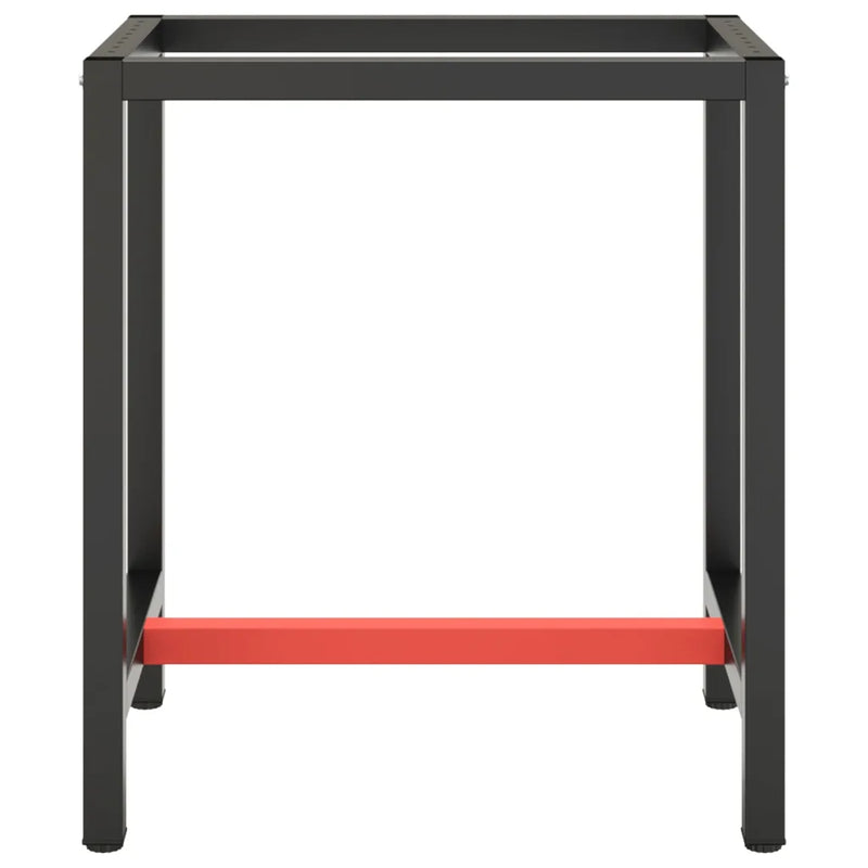 Work Bench Frame Matte Black and Matte Red 70x50x79 cm Metal