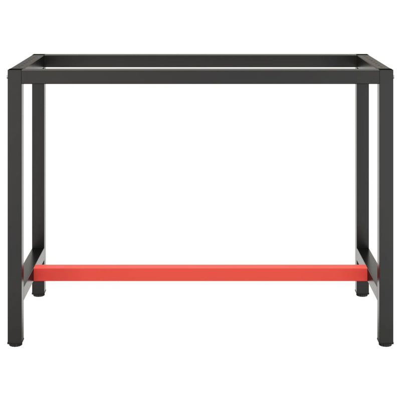 vidaXL Work Bench Frame Matte Black and Matte Red 110x50x79 cm Metal