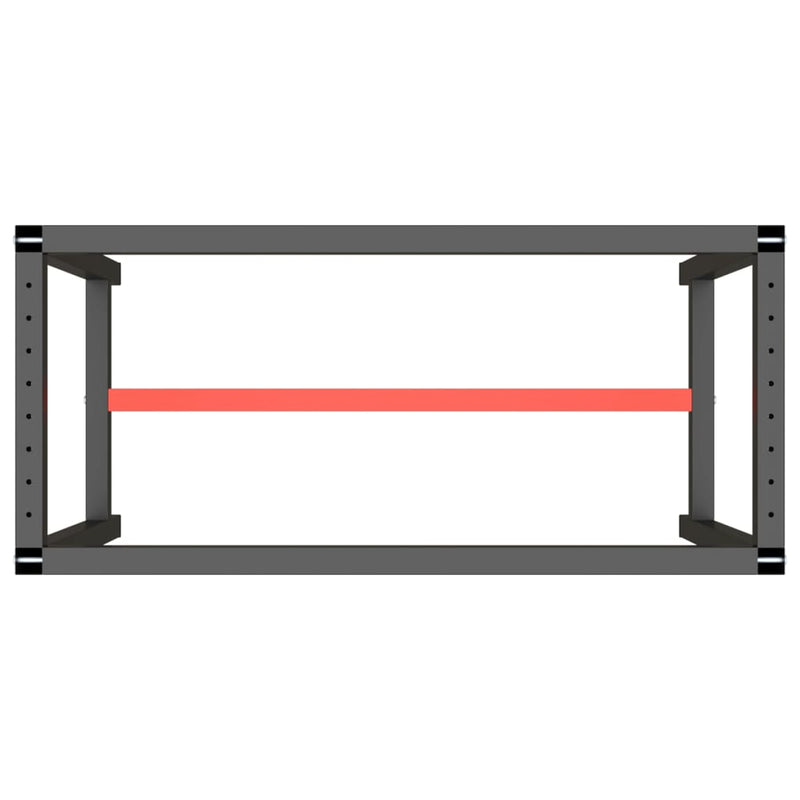 vidaXL Work Bench Frame Matte Black and Matte Red 110x50x79 cm Metal