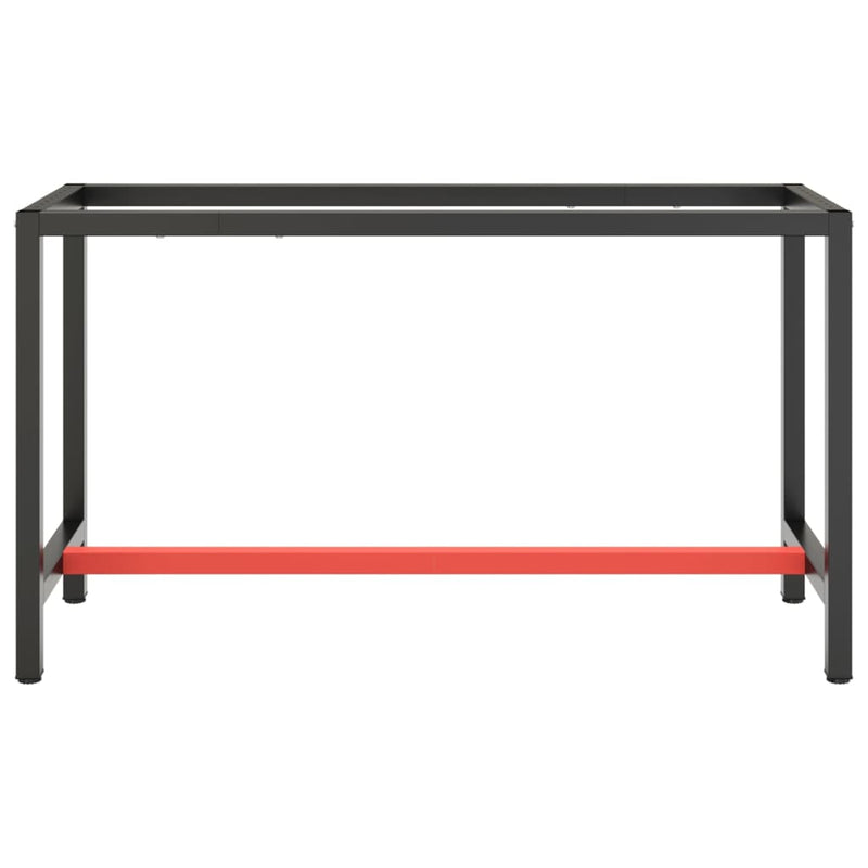 vidaXL Work Bench Frame Matte Black and Matte Red 140x50x79 cm Metal