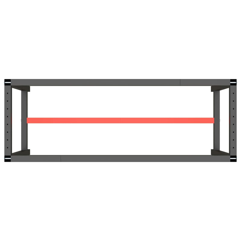 vidaXL Work Bench Frame Matte Black and Matte Red 140x50x79 cm Metal