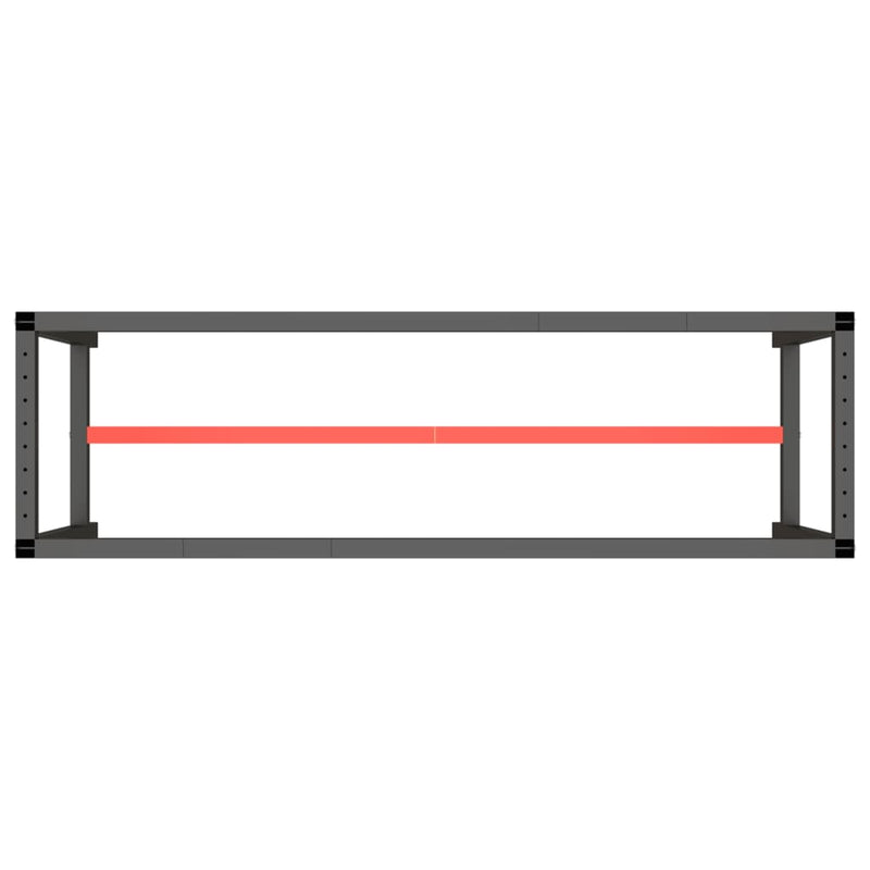 vidaXL Work Bench Frame Matte Black and Matte Red 170x50x79 cm Metal