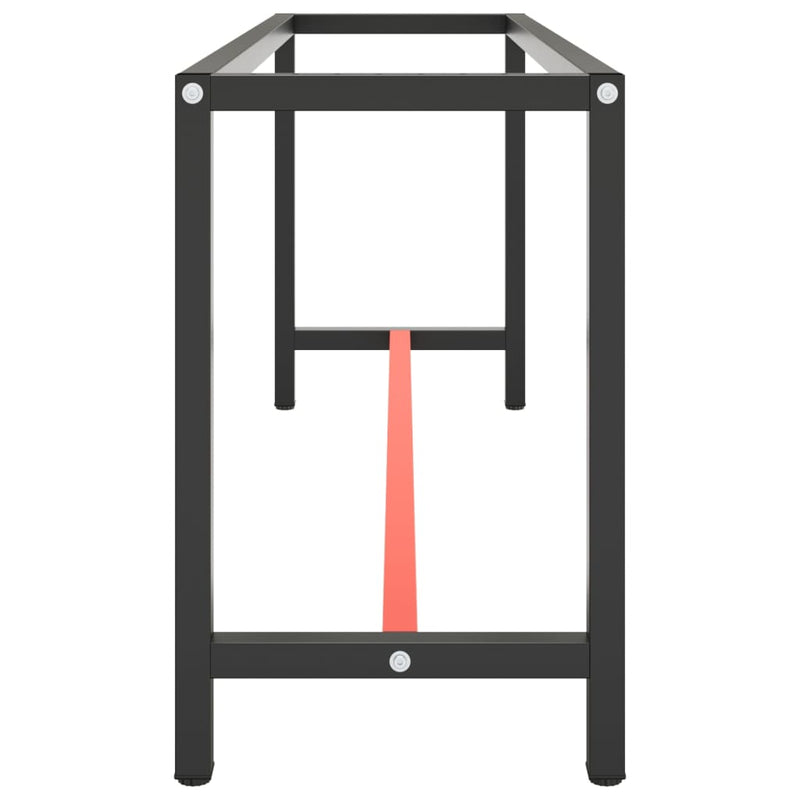 vidaXL Work Bench Frame Matte Black and Matte Red 190x50x79 cm Metal
