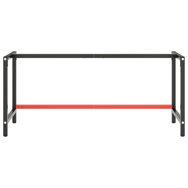 vidaXL Work Bench Frame Matte Black and Matte Red 180x57x79 cm Metal